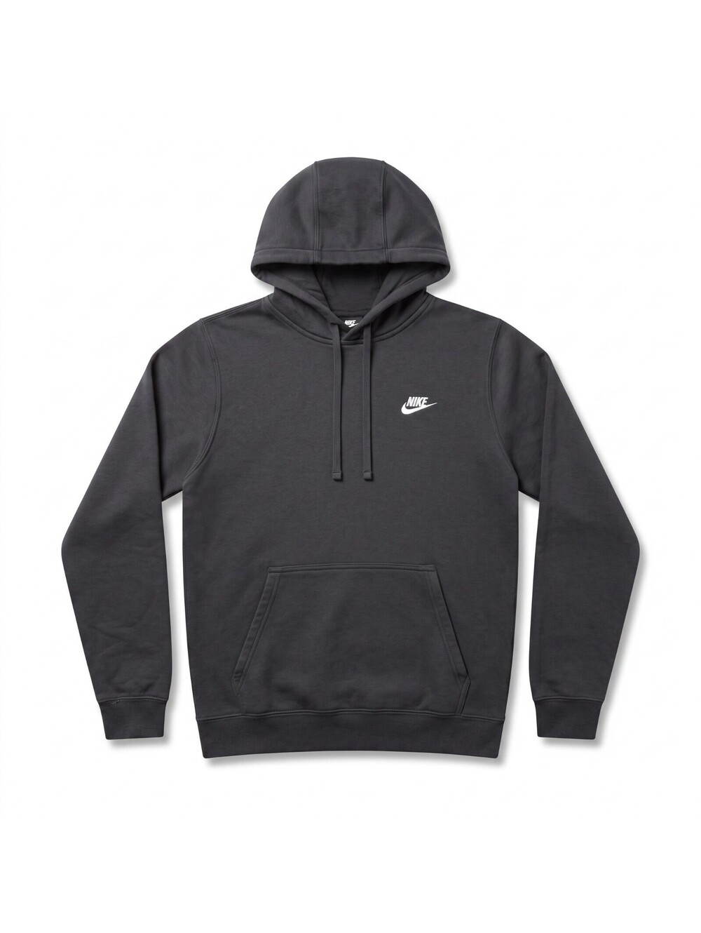Nike Hoodie Mens S Faded Black Gray Pullover Mini Swoosh Blue Tag Distressed
